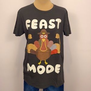 Grey Thanksgiving Novelty Turkey Feast Mode T-Shirt Size Small